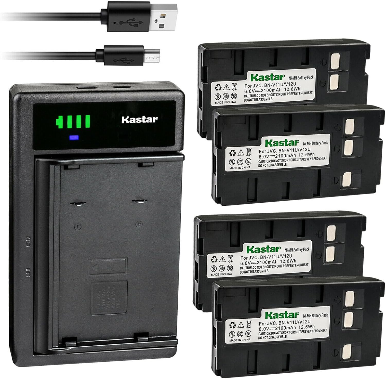 Kastar 4-Pack Battery and Smart USB Charger for Panasonic Camcorders