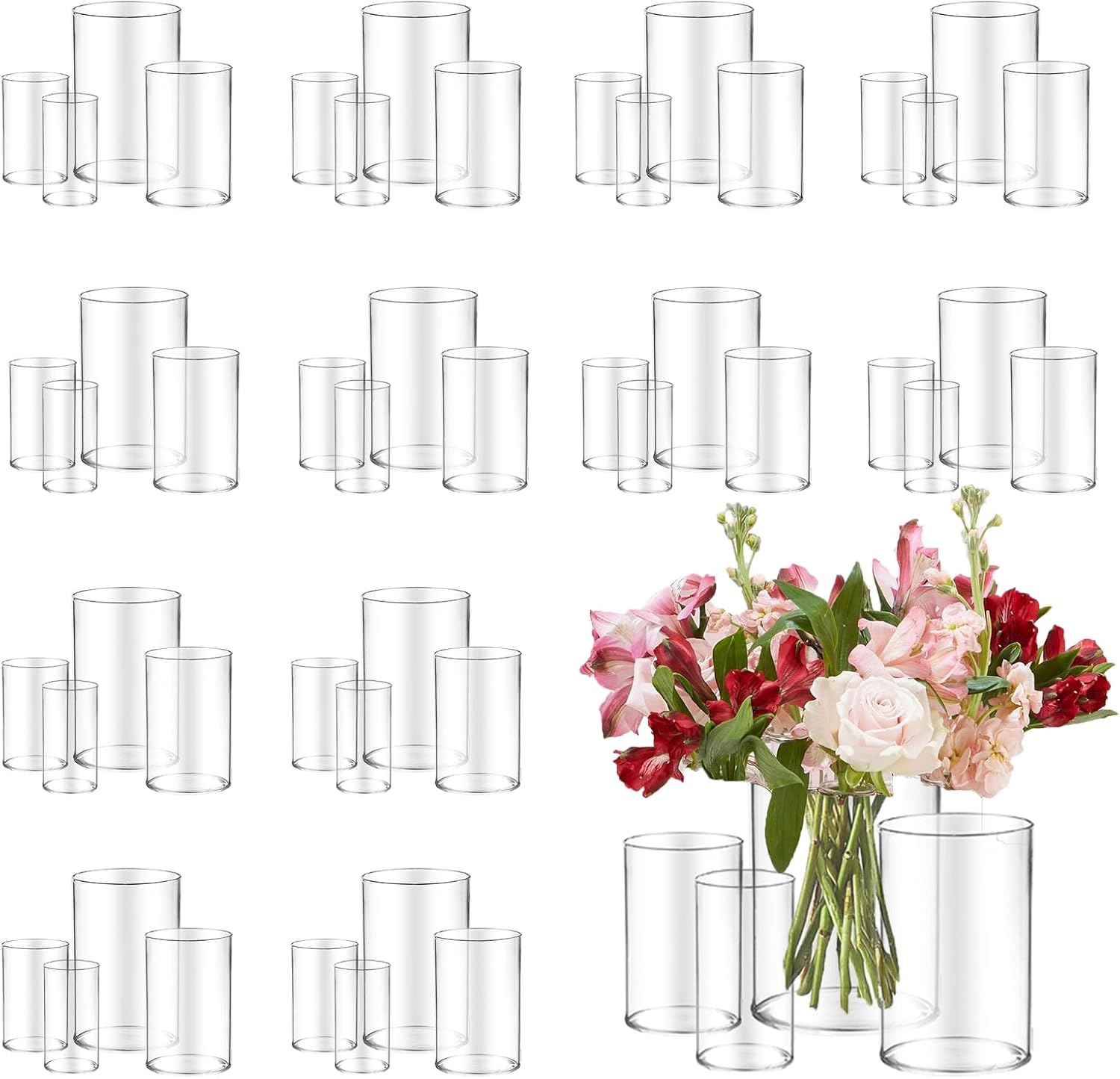 48pcs Glass Vase Cylinder for Centerpieces and Home Decor