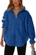Quilted Pullover Jacket for Women - Oversized Lightweight Half Zip
