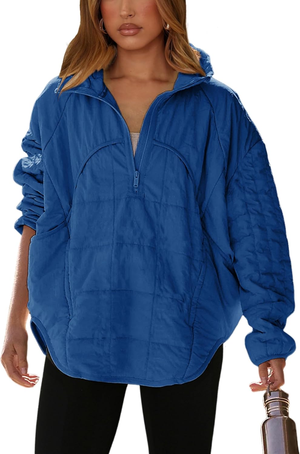 Daacee 2025 Oversized Lightweight Quilted Pullover Jacket