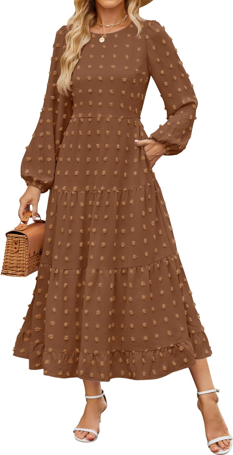 ZESICA Women's Fall Long Sleeve Maxi Dress for Any Occasion