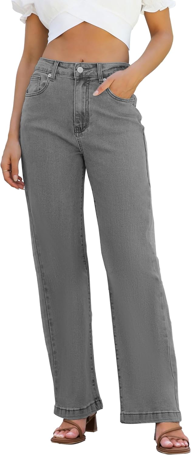 Womens High Waisted Straight Leg Loose Stretchy Jeans 2025