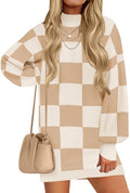 Turtleneck Sweater Dress Oversized Lantern Sleeve Mini Dress - Cozy