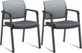 Mesh Back Stacking Arm Chairs with Upholstered Seat - Ergonomic Lumbar