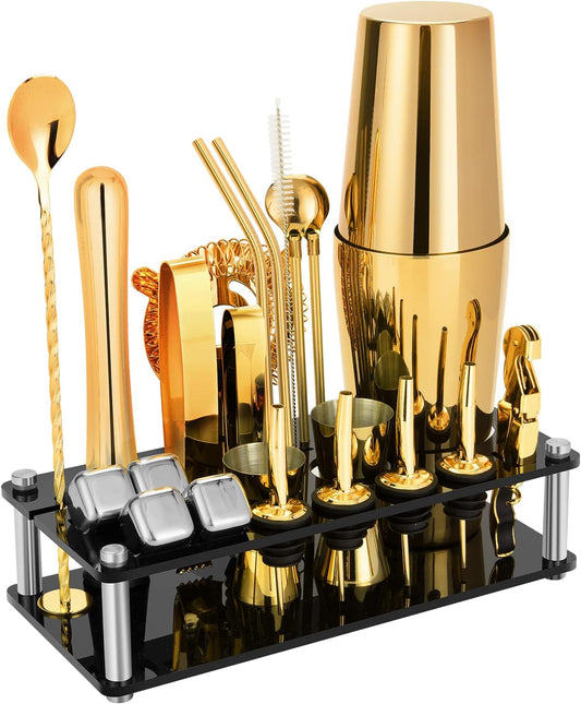 23-Piece Boston Cocktail Shaker Set for Home and Party Use