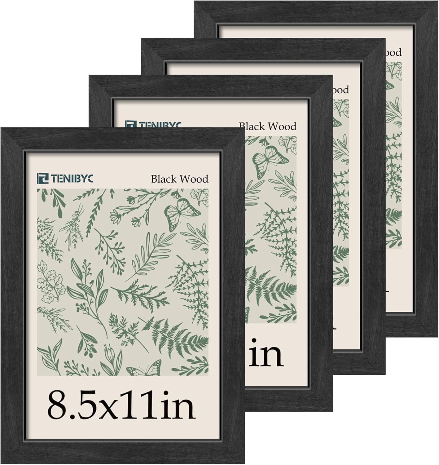 Elegant 8.5x11 Picture Frame Black - 4 Pack for Home Decor