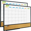 Magnetic Calendar Whiteboard & Cork Board Combo 36 x 24 in - Dual