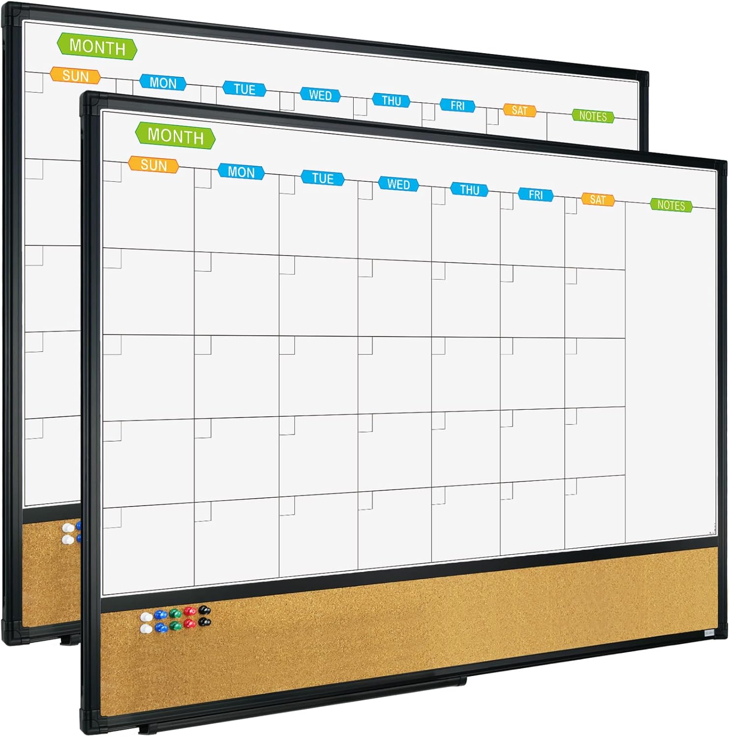 Magnetic Calendar Whiteboard & Corkboard Combo 36 x 24 Inch