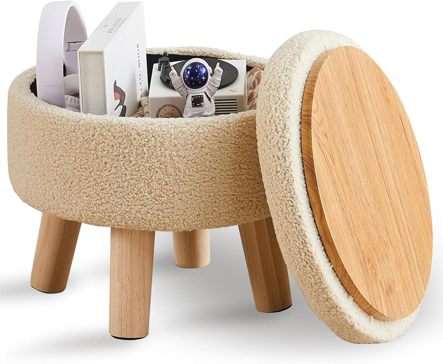 Wimarsbon Storage Ottoman: Modern Round Footrest for Any Space