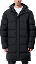 Mens Long Winter Puffer Jacket Lightweight Waterproof with Hooded