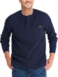 ZITY Long Sleeve Henley Shirt for Men - Casual Waffle Thermal Pullover