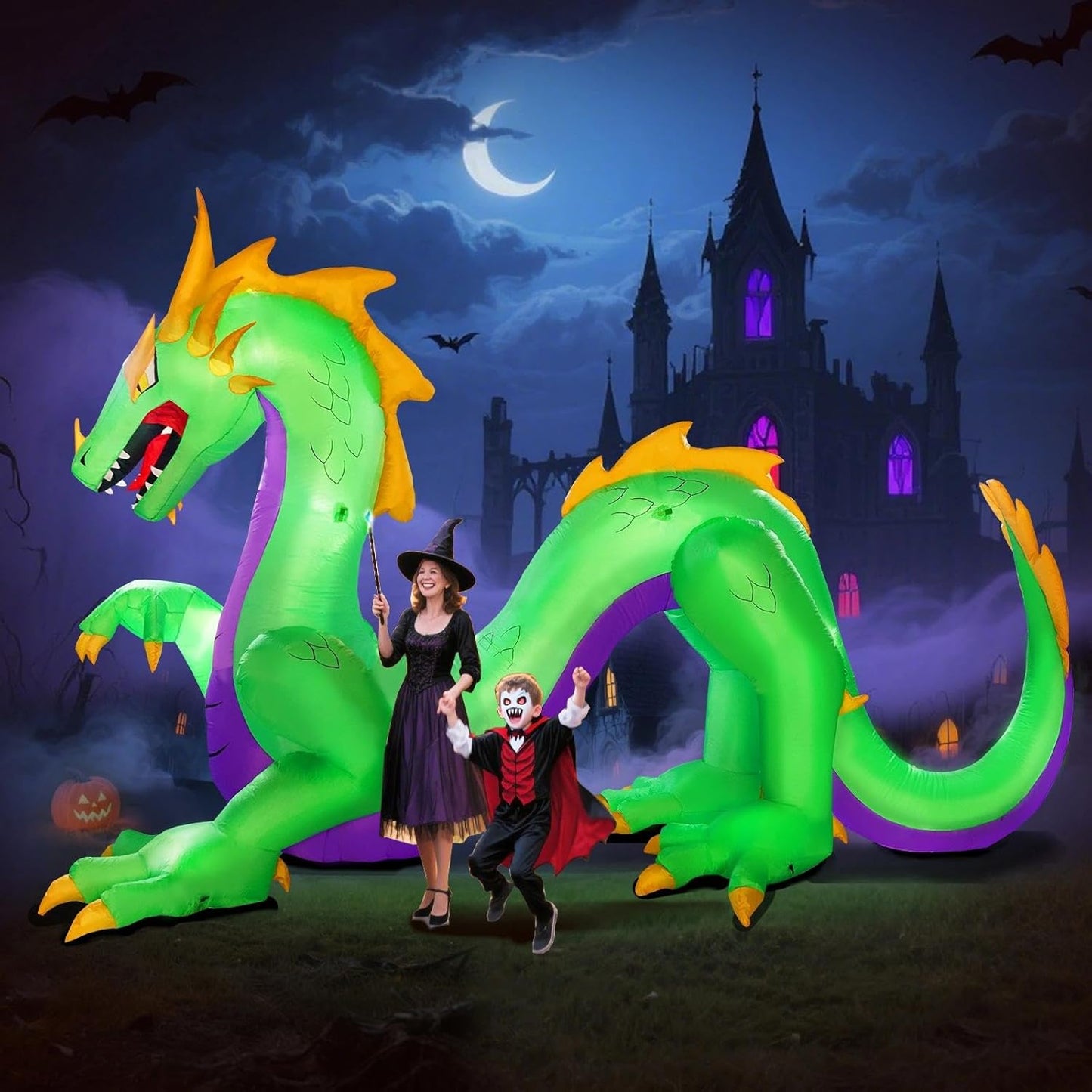 Giant 14FT Halloween Dragon Inflatable Decoration for Yard