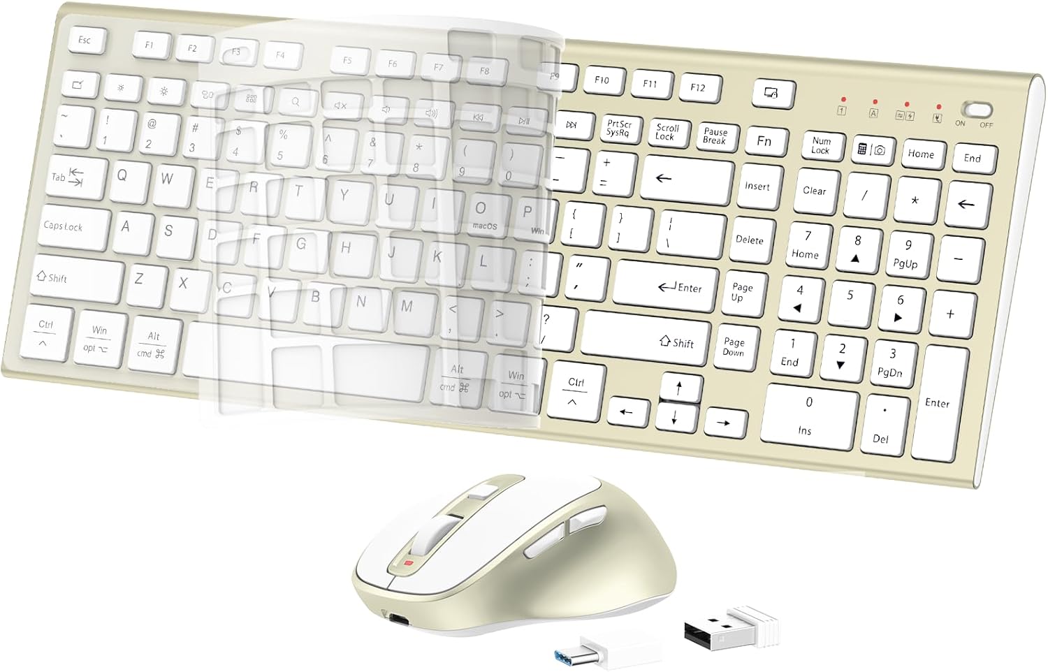 Wireless Keyboard and Mouse Combo for Windows and macOS Users