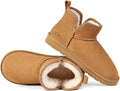 Women's Suede Ankle Snow Boots - Slip On Warm Short Booties