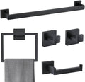 5 Piece Matte Black Bathroom Hardware Set - Wall Mounted 23.6 in