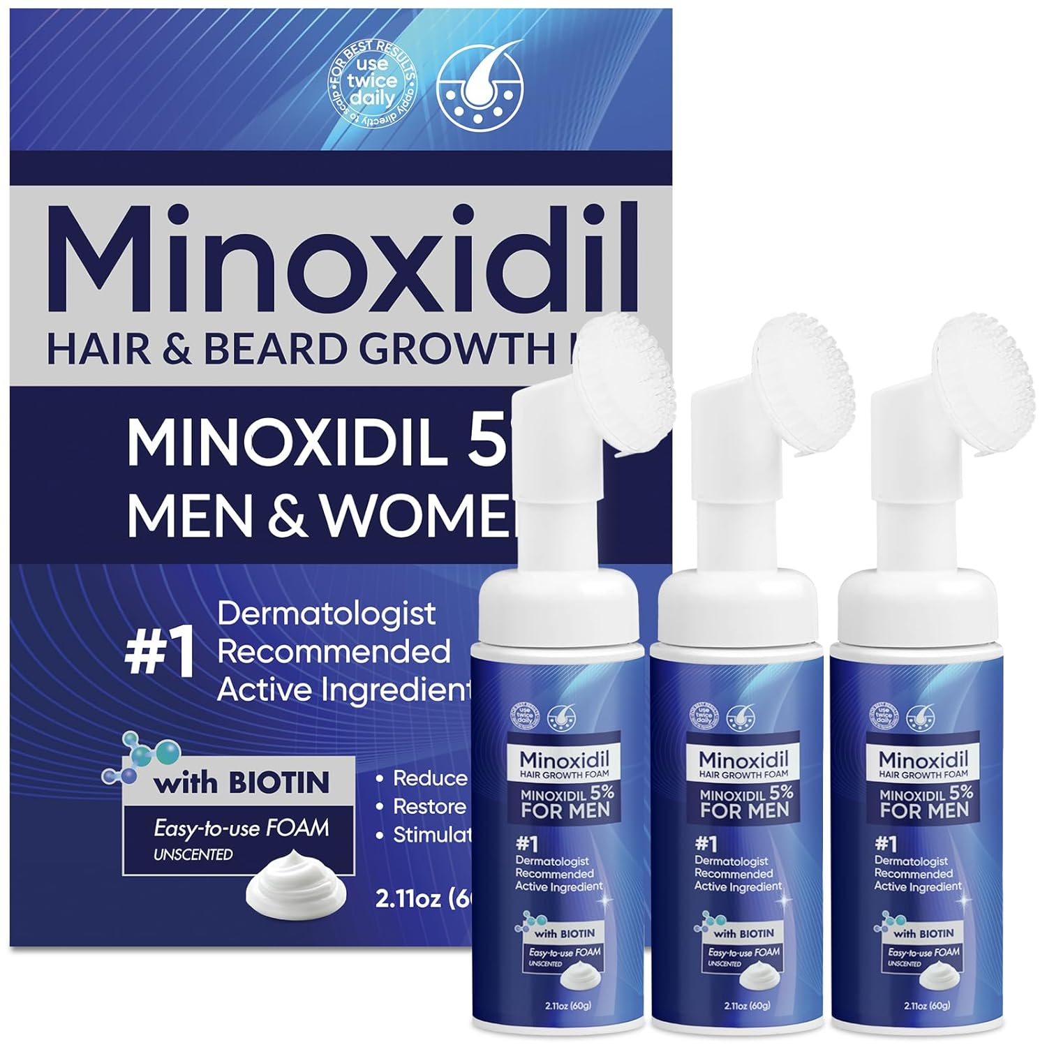 5% Minoxidil Foam for Men and Women Hair Growth Treatment