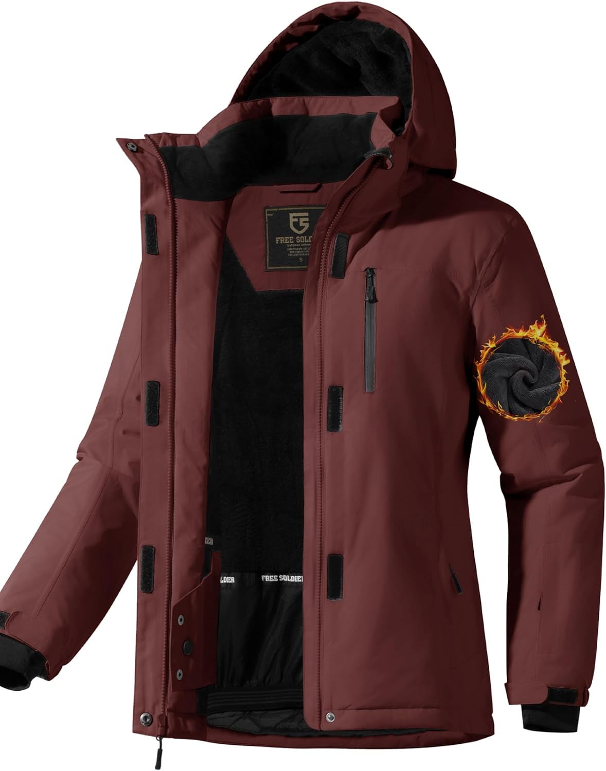 FREE SOLDIER Women's Waterproof Ski Snow Jacket for Winter Fun