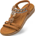TETSUO Women Sandals Walking Flats Summer Beach Sandals - Arch Support