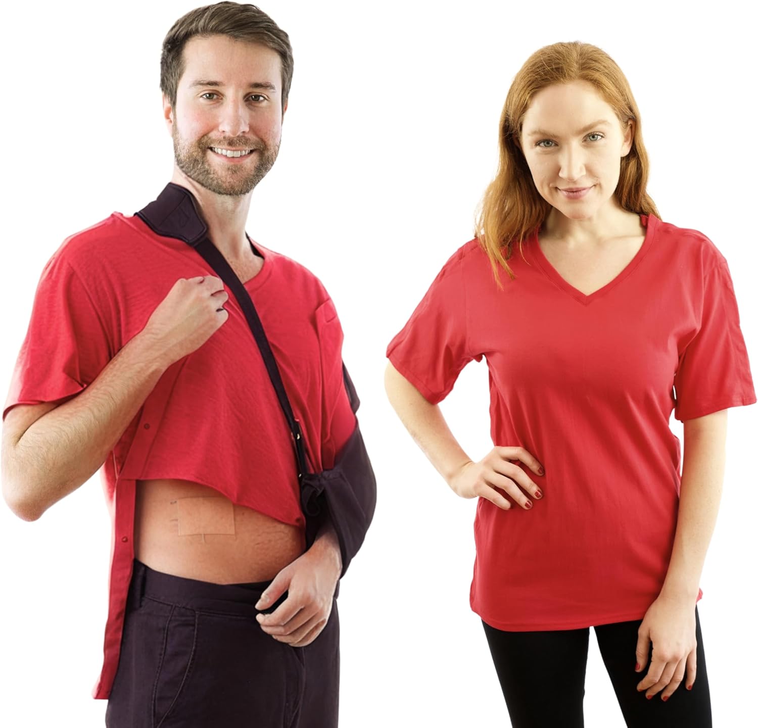 Unisex Post Surgery V Neck Dual Access Snap Shirt for Recovery