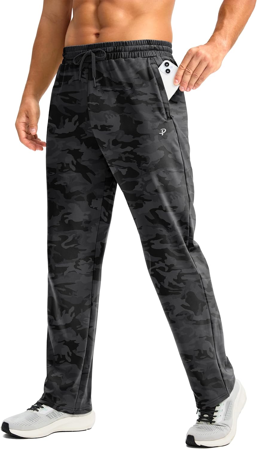 Pudolla Men's Fleece Lined Sweatpants for Winter Workouts