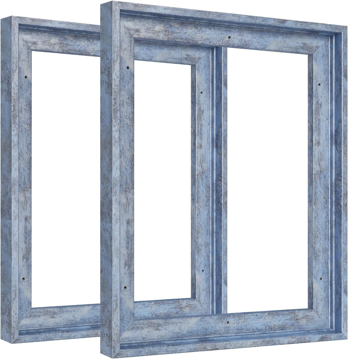 Floating Frame for 11x14 Canvas Painting, 2 Pack Distressed Blue