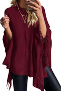 PRETTYGARDEN Women's Poncho Sweater with Fringe - Cozy Fall Staple