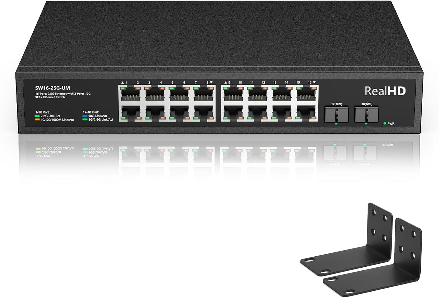 Real HD 16 Port 2.5Gb Unmanaged Ethernet Switch for Fast Networking