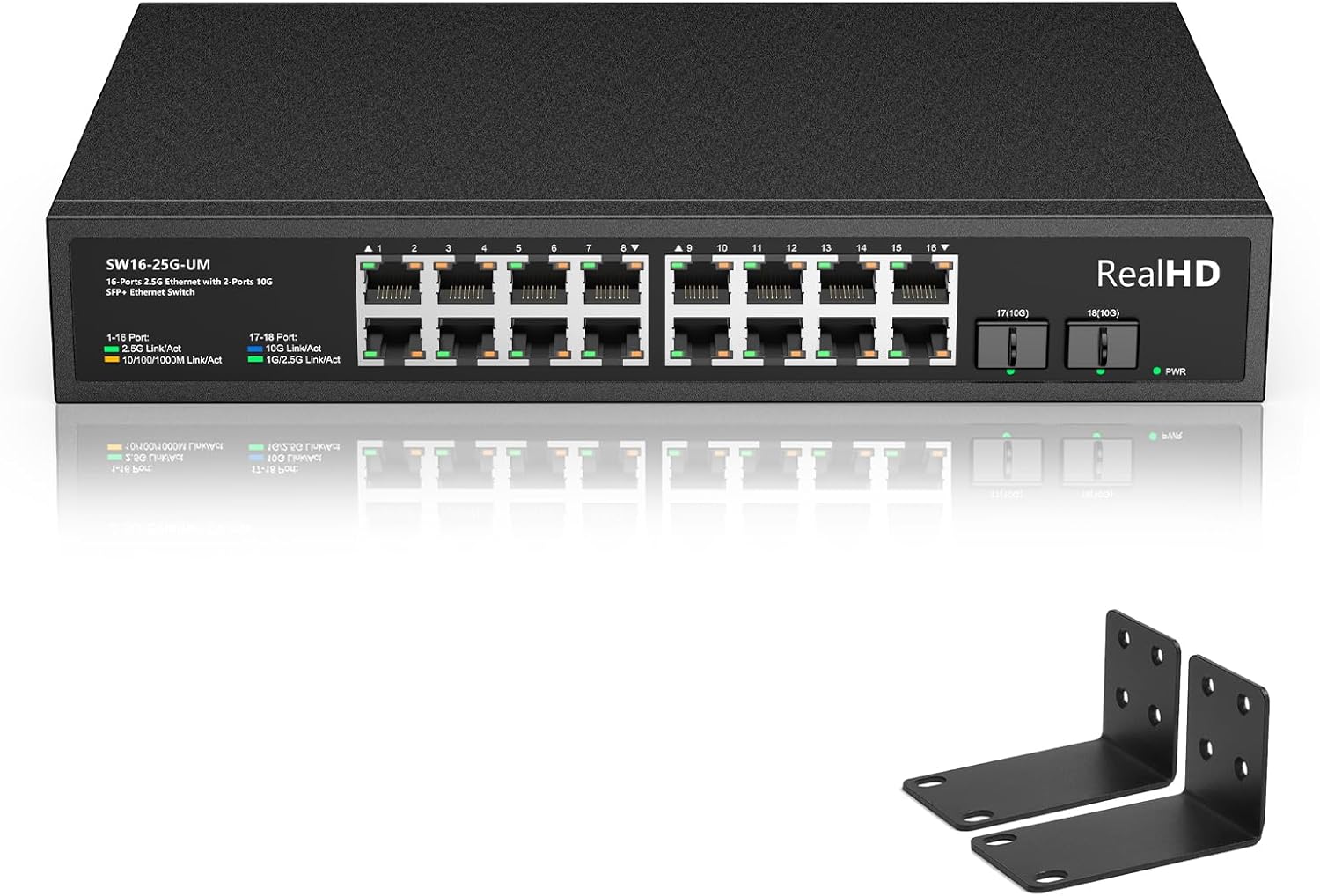 Real HD 16 Port 2.5Gb Unmanaged Ethernet Switch for Fast Networking