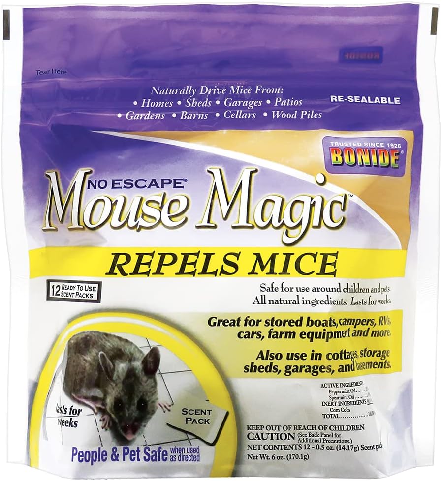Bonide Mouse Magic Scent Packs - 4 Ready-to-Use Indoor/Outdoor Repellents