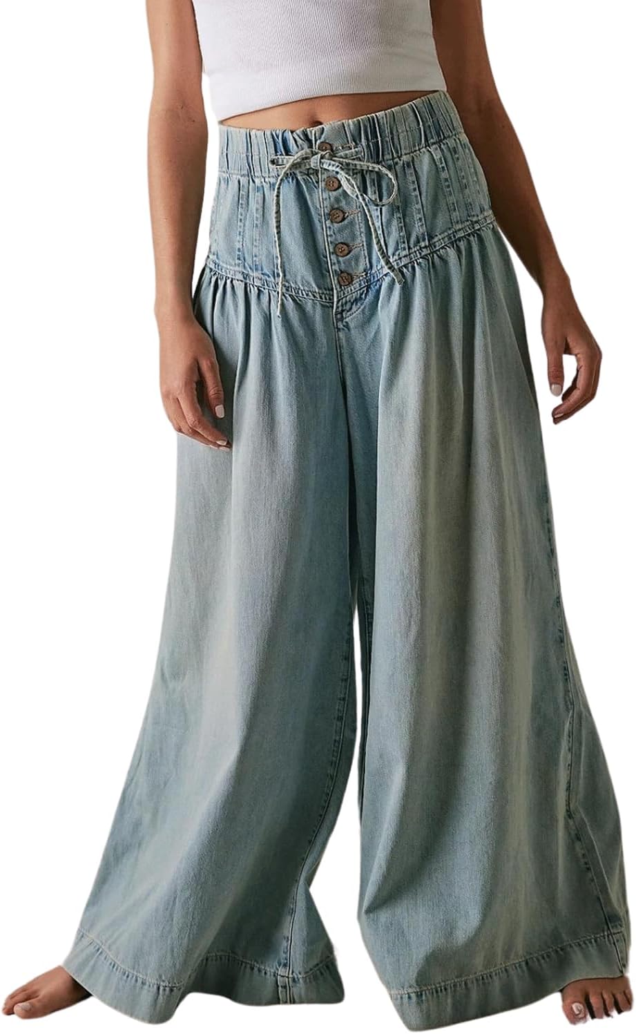 Baggy Wide Leg Denim Pants for Women - Trendy Flare Jeans
