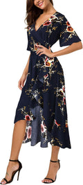 Floral V-Neck High Low Maxi Dress for Women by Kormei for Events