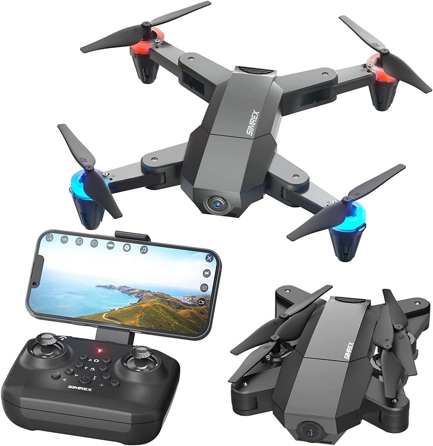 SIMREX X500 Mini Drone - 720P HD Camera, WiFi FPV, Easy Fly & Steady Flight