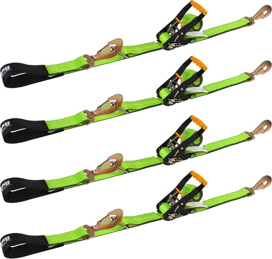 Heavy Duty 4 Pack Axle Tie Down Straps for Trailers - Secure Your Load