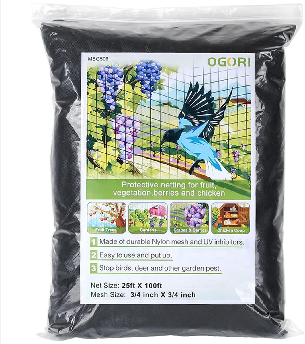 OGORI 25ft x 100ft Heavy Duty Bird Netting for Garden Protection
