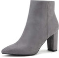 Womens Chunky Heel Ankle Booties Pointed Toe - 3.5in Lift