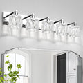 Crystal Vanity Lights 5 Light Stainless Steel Bathroom Fixture