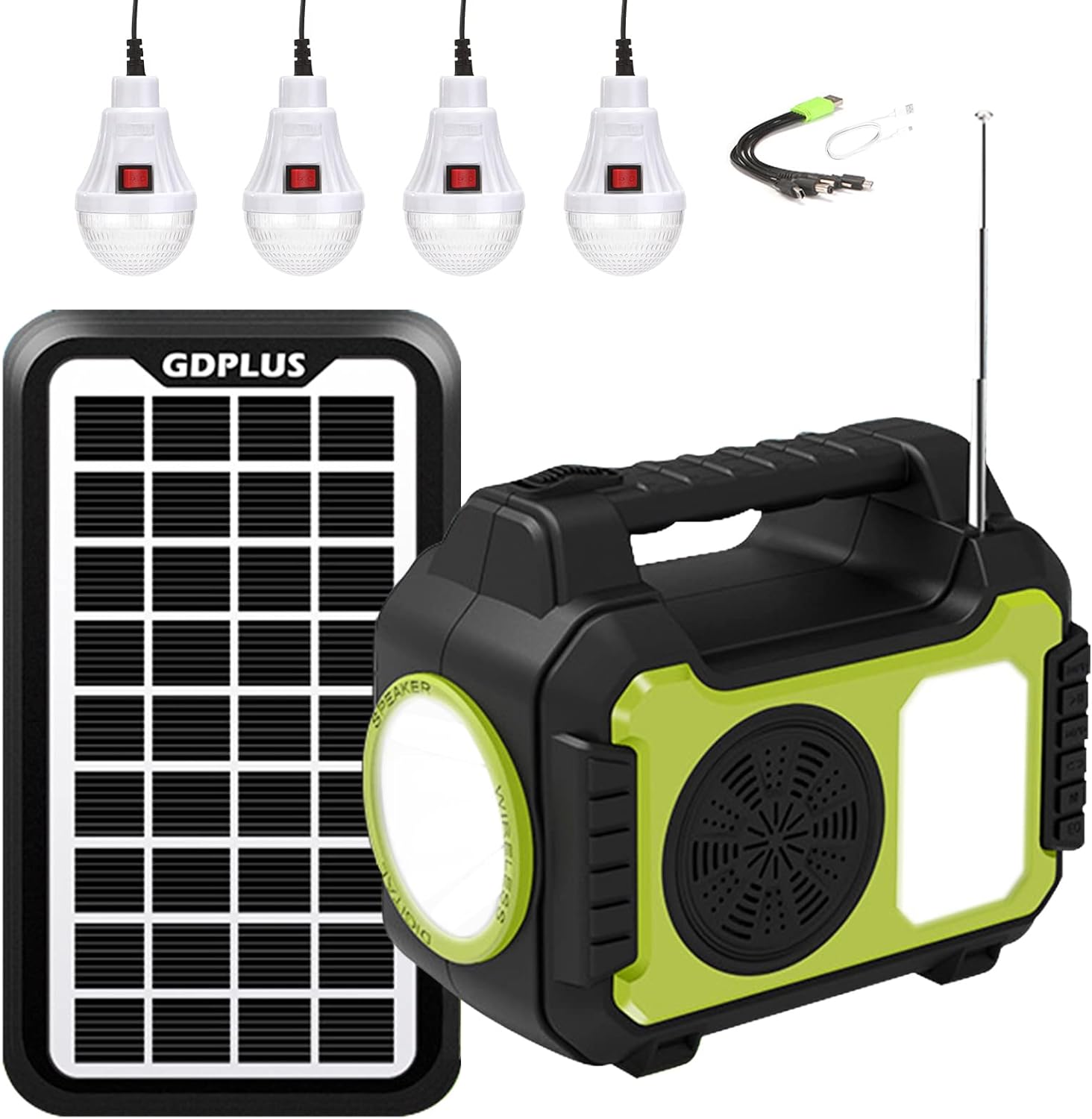 Portable Solar Generator with 4 LED Lights - Emergency Power Solution