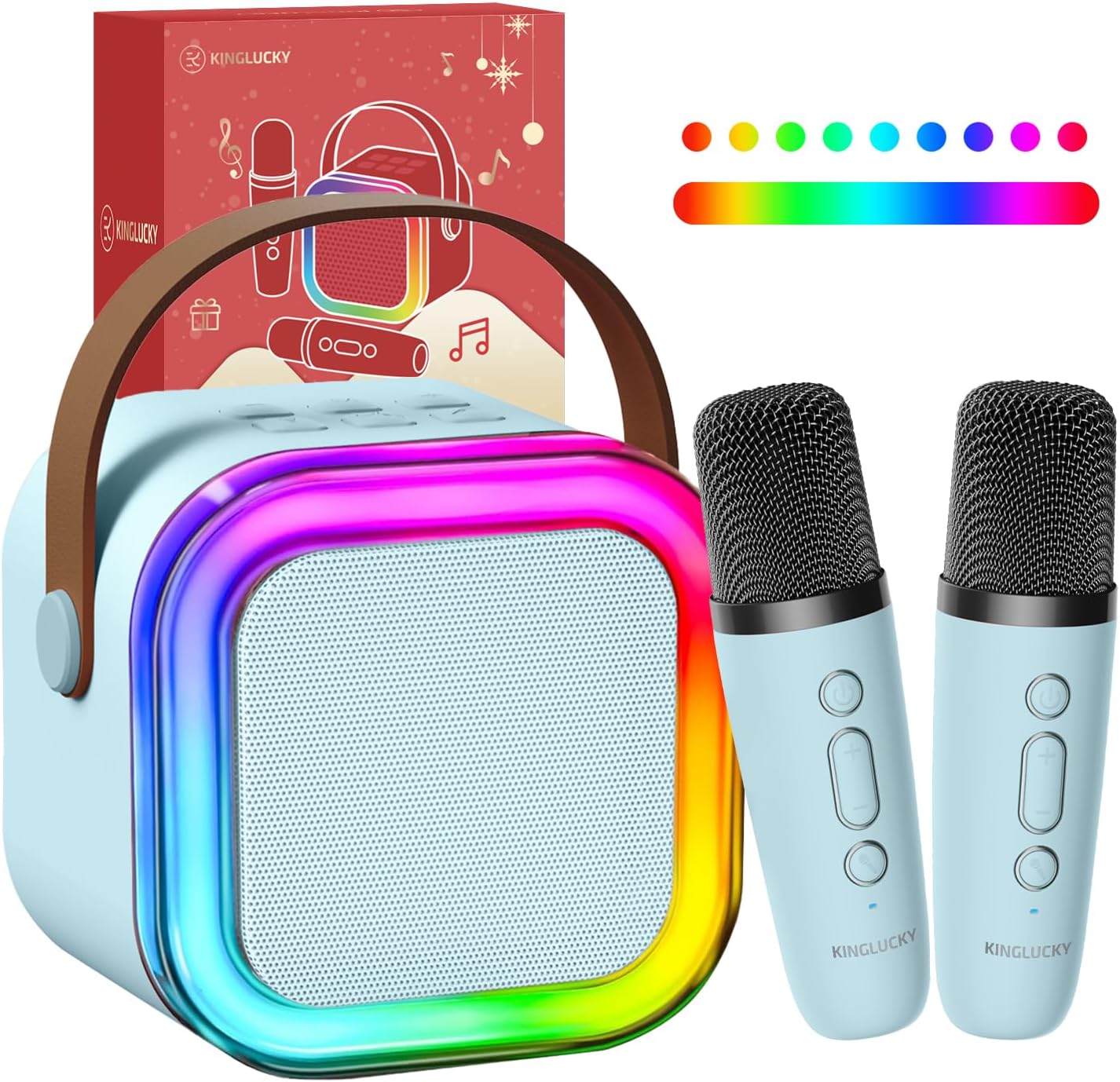 Kinglucky Mini Karaoke Machine: 14M+ Songs, 2 Wireless Mics - Sing Anywhere!