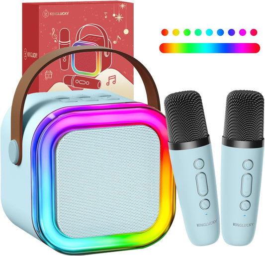 Kinglucky Mini Karaoke Machine: 14M+ Songs, 2 Wireless Mics - Sing Anywhere!