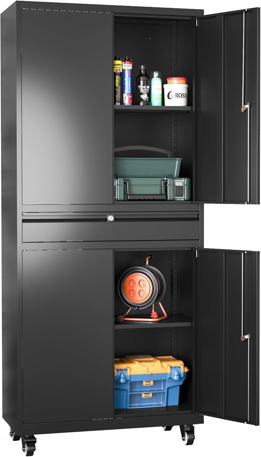 Metal Garage Storage Cabinet with Wheels for Easy Mobility