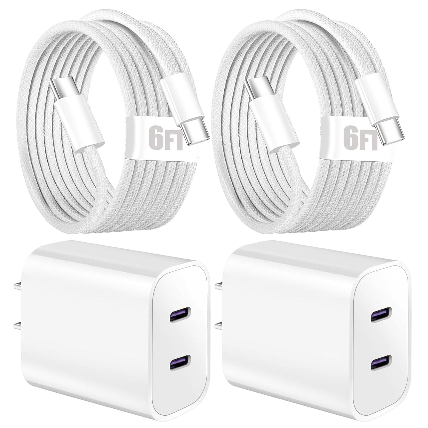 iPhone 16 Charger Fast Charging Block and 6FT Woven Cable Set