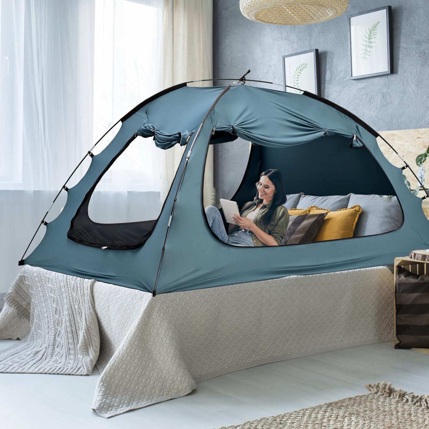 Portable Queen Bed Tent - 80% Blackout Dream Space