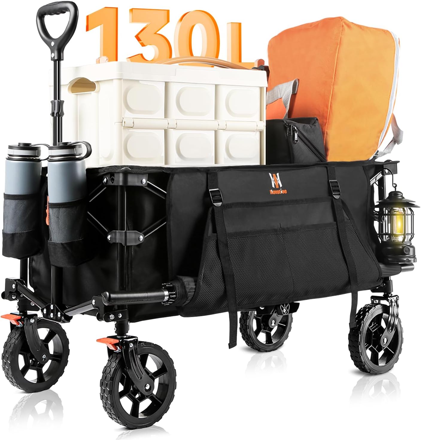 Collapsible Beach Wagon with Brakes - Heavy Duty & Spacious!