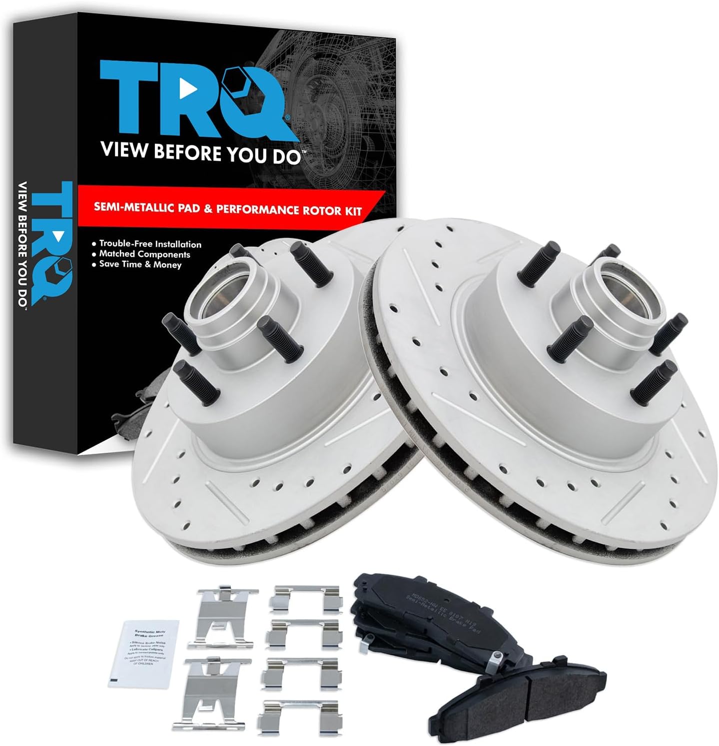 TRQ Front Metallic Brake Pad Performance Rotor Kit for Ranger