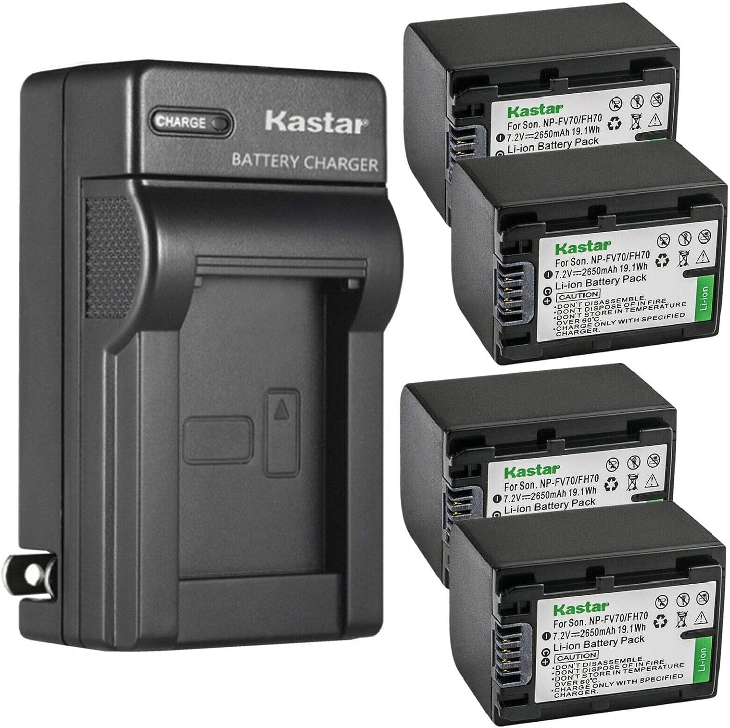 Kastar 4-Pack Battery and AC Wall Charger for Sony Cameras