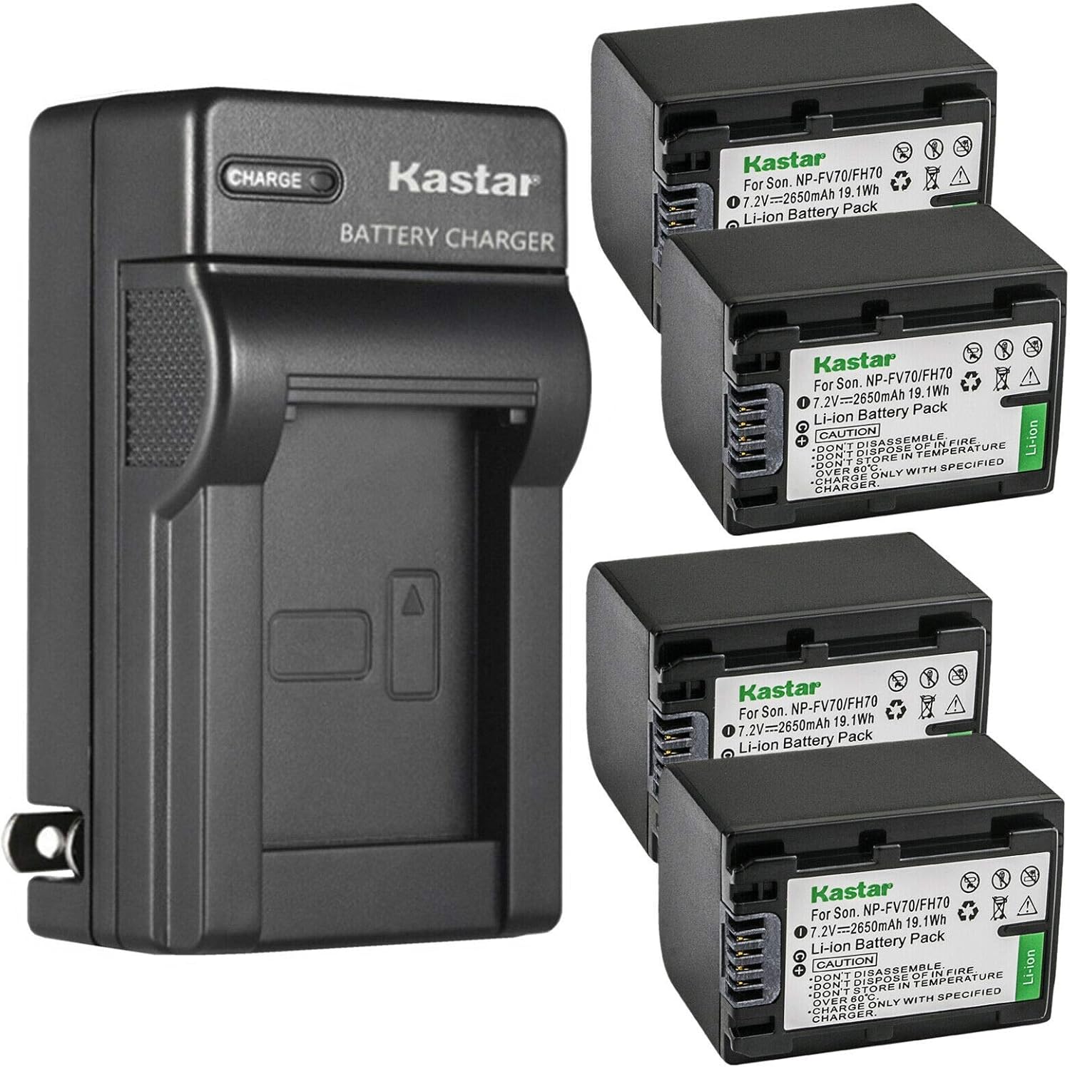 Kastar 4-Pack Battery and AC Wall Charger for Sony Cameras