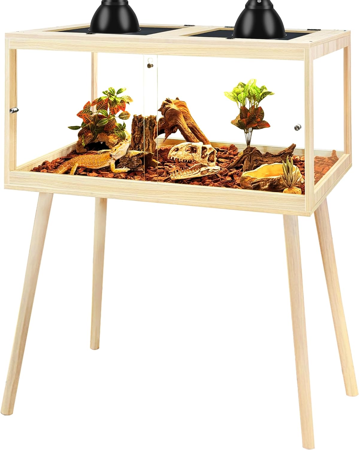 PROLEE Bearded Dragon Tank with Tempered Glass for Reptiles