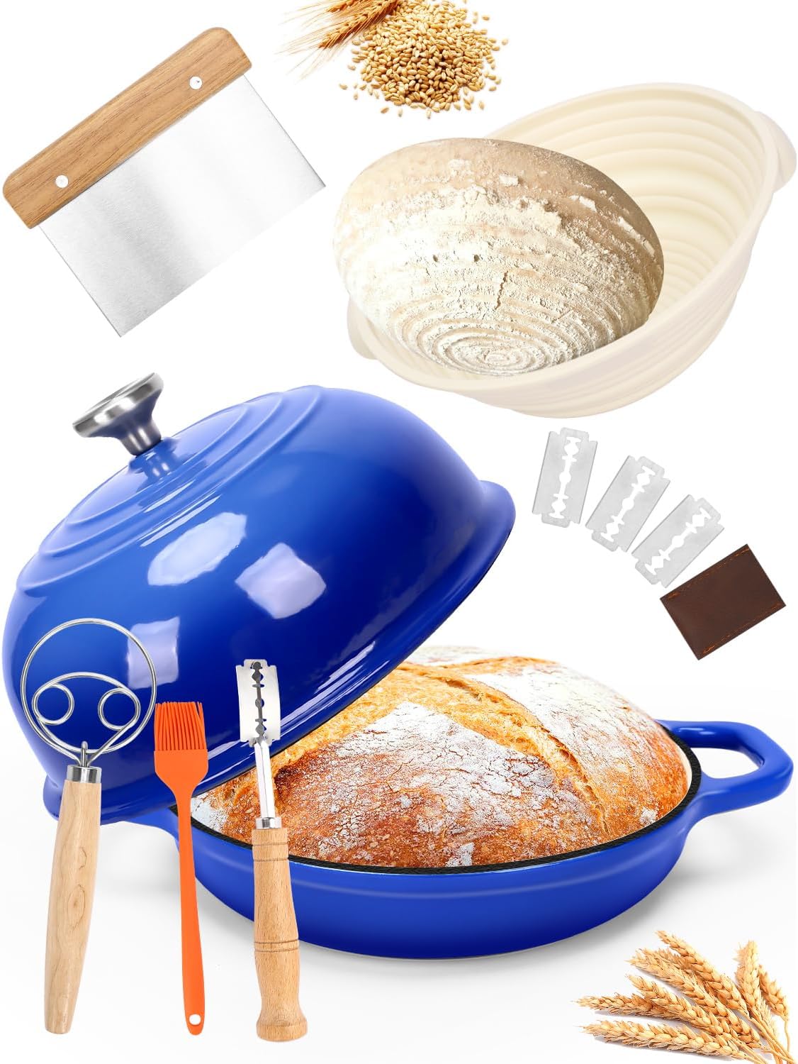 QuliMetal Dutch Oven for Artisan Bread Baking - 5QT Enamel Cast Iron