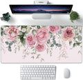 XXL Mouse Pad Pink Peony Flowers Eucalyptus Green Leaves - Large Desk