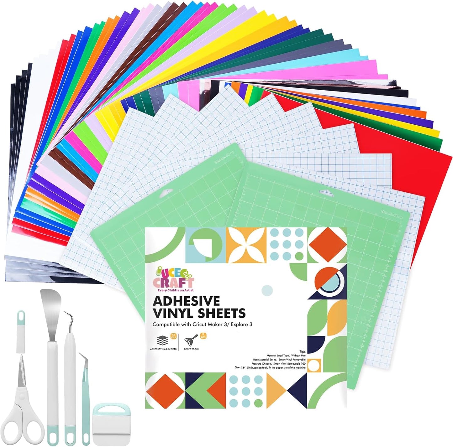 72 Pack Adhesive Vinyl Bundle for Cricut Maker and Explore 3